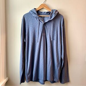 Vince Slub Hoodie Long Sleeve Blue Pullover Shirt XL